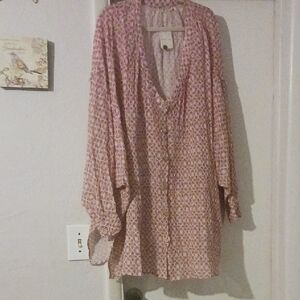 Anthropologie Geometric Pink Blouse